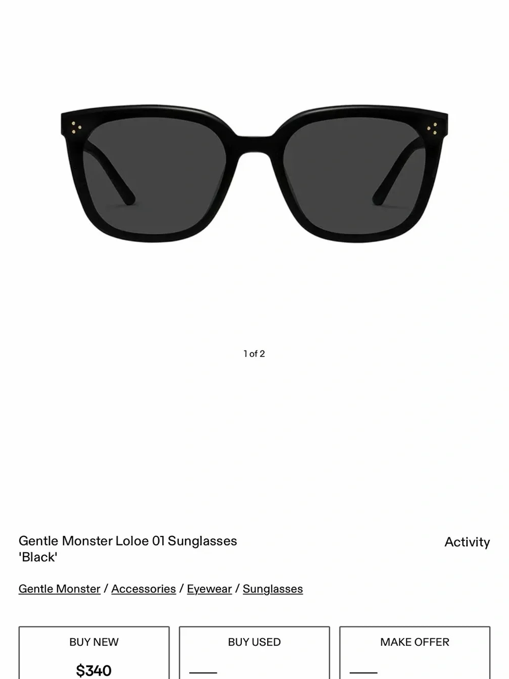 USED GENTLE MONSTER LOLOE 1 in EXCELLENT CONDITION